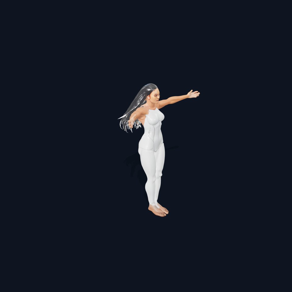 Futuristic Silver Suit Female Character Rigged and Animated